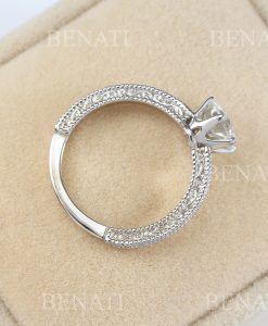 Moissanite vintage engagement ring, Solid gold antique ring, Scroll filigree ring, Antique style gemstone promise ring, Anniversary ring