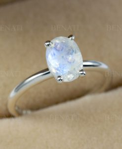 Oval moonstone sterling silver ring, Solitaire moonstone ring, Silver engagement ring for her, Promise ring, Oval gemstone ring, Gift