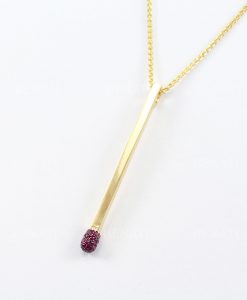 Gold Match Stick Pendant, 14k Match Pendant, Fire Matchstick Charm Necklace, Gift For Him, Gift For Her, Graduation Gift