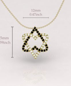 Two Hearts Magen David Diamond Necklace, Star Of David Diamond Necklace, 14k Gold Magen David Diamond Pendant, Double Heart Necklace - Image 2