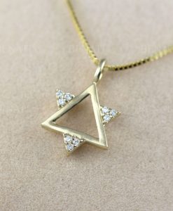 Diamond Magen David Necklace, Magen David Pendant With Diamonds, Star Of David Dainty 14k Solid Gold Jewish Jewelry, Bat Mitzvah Gift - Image 2