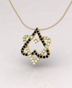 Two Hearts Magen David Diamond Necklace, Star Of David Diamond Necklace, 14k Gold Magen David Diamond Pendant, Double Heart Necklace - Image 3