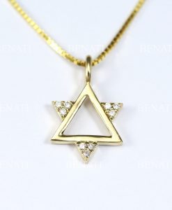 Diamond Magen David Necklace, Magen David Pendant With Diamonds, Star Of David Dainty 14k Solid Gold Jewish Jewelry, Bat Mitzvah Gift - Image 3