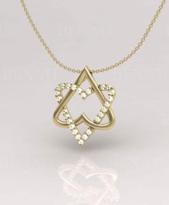 Double Heart Magen David Diamond Necklace, 14k gold Star Of David Diamond Necklace, Diamond Magen David Pendant, Two Heart Necklace - Image 4