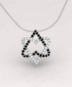 Two Hearts Magen David Diamond Necklace, Star Of David Diamond Necklace, 14k Gold Magen David Diamond Pendant, Double Heart Necklace - Image 5