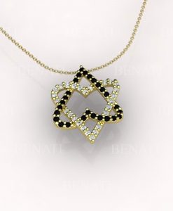 Two Hearts Magen David Diamond Necklace, Star Of David Diamond Necklace, 14k Gold Magen David Diamond Pendant, Double Heart Necklace - Image 6