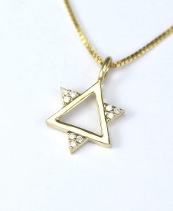 Diamond Magen David Necklace, Magen David Pendant With Diamonds, Star Of David Dainty 14k Solid Gold Jewish Jewelry, Bat Mitzvah Gift - Image 4