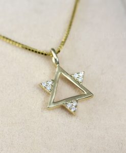 Diamond Magen David Necklace, Magen David Pendant With Diamonds, Star Of David Dainty 14k Solid Gold Jewish Jewelry, Bat Mitzvah Gift - Image 5