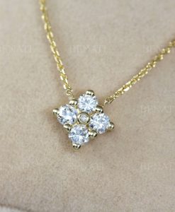 Diamond 14k Gold Classic Necklace, Dainty Diamond Necklace, Moissanite Necklace - Image 2