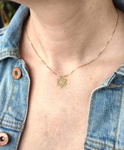 Double Heart Gold Necklace, 14k Gold Two Heart Necklace, Gold Magen David Pendant, Two Heart Pendant Gift For Her, Two Tone Necklace - Image 3
