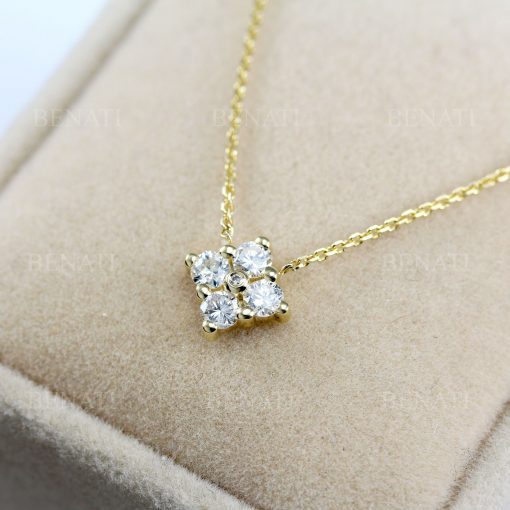 Diamond 14k Gold Classic Necklace, Dainty Diamond Necklace, Moissanite Necklace