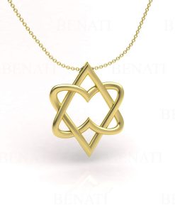 Double Heart Gold Necklace, 14k Gold Two Heart Necklace, Gold Magen David Pendant, Two Heart Pendant Gift For Her, Two Tone Necklace - Image 5