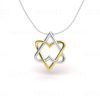 Double Heart Gold Necklace, 14k Gold Two Heart Necklace, Gold Magen David Pendant, Two Heart Pendant Gift For Her, Two Tone Necklace