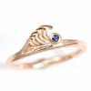 Sapphire Wave Ring, 14k Gold Wave Ring, Sea Wave Shaped Gold Ring, Gold Wave Ring, Beach Jewelry Wave Ring, Surfers Ocean Ring