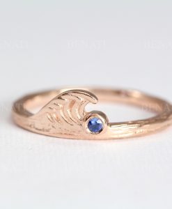 Sapphire Wave Ring, 14k Gold Wave Ring, Sea Wave Shaped Gold Ring, Gold Wave Ring, Beach Jewelry Wave Ring, Surfers Ocean Ring - Image 5