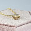 Vintage diamond solitaire necklace for women, Dainty 14k gold Asscher cut moissanite bezel necklace
