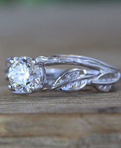 Lab grown diamond engagement nature inspired leaves twig engagement ring, Engagement ring, Vine twig antique ring, Botanical lover ring