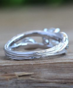 Lab grown diamond engagement nature inspired leaves twig engagement ring, Engagement ring, Vine twig antique ring, Botanical lover ring