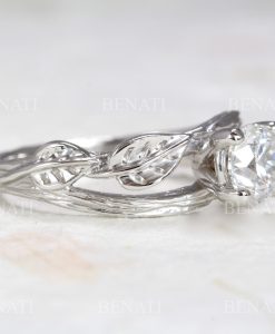 Lab grown diamond engagement nature inspired leaves twig engagement ring, Engagement ring, Vine twig antique ring, Botanical lover ring