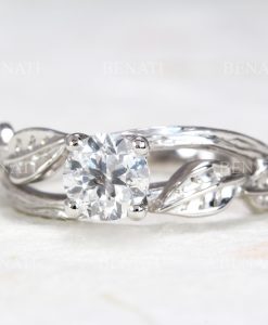 Lab grown diamond engagement nature inspired leaves twig engagement ring, Engagement ring, Vine twig antique ring, Botanical lover ring