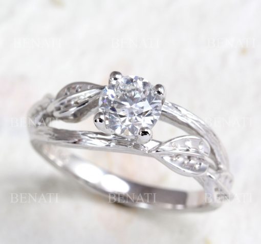 Lab grown diamond engagement nature inspired leaves twig engagement ring, Engagement ring, Vine twig antique ring, Botanical lover ring