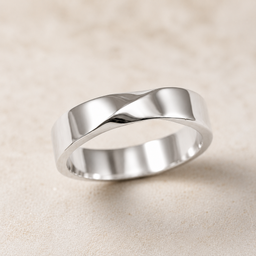Mobius Mens Wedding Band, 5mm Mobius Inspired Wedding Ring, Minimalist Wedding Band For Man