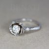 Rose Engagement Ring, Moissanite Rose Ring 1/2 Carat Diamond Engagement Ring, Flower Ring, Nature Inspired Floral Valentine’s Day Gift