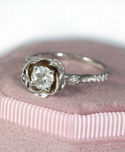Rose Engagement Ring, Moissanite Rose Ring 1/2 Carat Diamond Engagement Ring, Flower Ring, Nature Inspired Floral Valentine's Day Gift - Image 7
