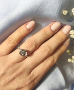 Rose Flower Lab Diamond Engagement Ring, Diamond Rose Ring 1/2 Carat Floral Solitaire - Image 6