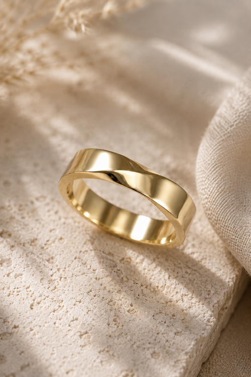 Mobius Mens Wedding Band, 5mm Mobius Inspired Wedding Ring, Minimalist Wedding Band For Man