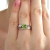 Moissanite sterling silver ring, Nature inspired leaves twig engagement ring