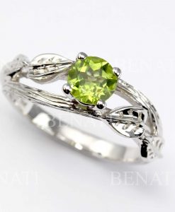 Peridot Silver Ring, Leaf Ring With Peridot, Peridot Twig Ring - Image 3