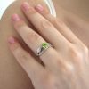 Peridot Silver Ring, Leaf Ring With Peridot, Peridot Twig Ring