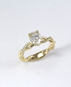 Pear Diamond Infinity Love Engagement Ring, Infinity Engagement Ring, Braided Rope Diamond Engagement Ring, Infinity Yellow Gold Ring - Image 2