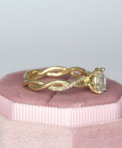 Pear Diamond Infinity Love Engagement Ring, Infinity Engagement Ring, Braided Rope Diamond Engagement Ring, Infinity Yellow Gold Ring - Image 3