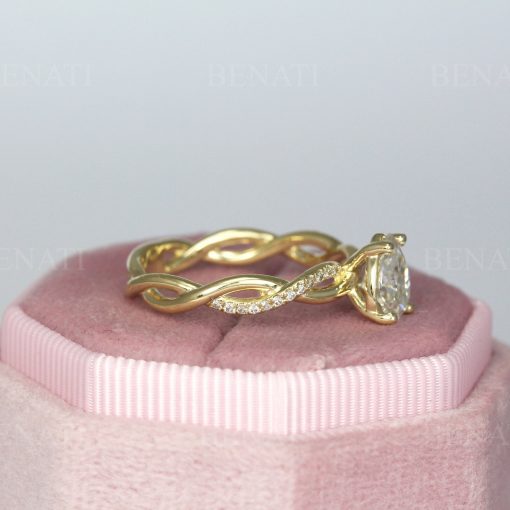 Pear Diamond Infinity Love Engagement Ring, Infinity Engagement Ring, Braided Rope Diamond Engagement Ring, Infinity Yellow Gold Ring