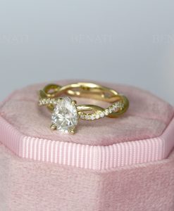 Pear Diamond Infinity Love Engagement Ring, Infinity Engagement Ring, Braided Rope Diamond Engagement Ring, Infinity Yellow Gold Ring - Image 5