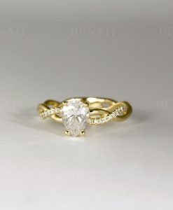 Pear Diamond Infinity Love Engagement Ring, Infinity Engagement Ring, Braided Rope Diamond Engagement Ring, Infinity Yellow Gold Ring - Image 10
