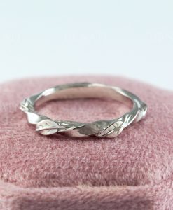 Leaf twig vintage antique wedding band, Mobius Wedding ring, Profile Mobius Ring In 14k White Gold, Mobius Wedding band - Image 3