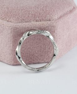 Leaf twig vintage antique wedding band, Mobius Wedding ring, Profile Mobius Ring In 14k White Gold, Mobius Wedding band - Image 4