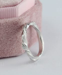 Leaf twig vintage antique wedding band, Mobius Wedding ring, Profile Mobius Ring In 14k White Gold, Mobius Wedding band - Image 5