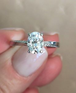 Oval Diamond Twisted Engagement Ring, Mobius Diamond Engagement Ring, Moissanite Ring - Image 3