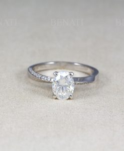 Oval Diamond Twisted Engagement Ring, Mobius Diamond Engagement Ring, Moissanite Ring - Image 4