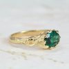 Vintage Emerald Birthstone 18k Yellow Gold Ring