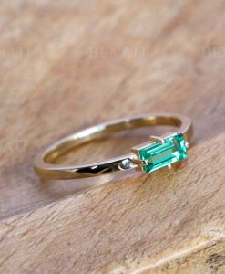 Emerald Baguette Cut 14k Solid Gold Ring, Rectangle Ring, Engagement Ring, Emerald Cut Ring, Gift for Her, Dainty Ring, Minimalist Ring - Image 2