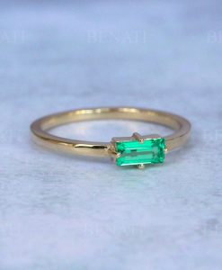 Emerald Baguette Cut 14k Solid Gold Ring, Rectangle Ring, Engagement Ring, Emerald Cut Ring, Gift for Her, Dainty Ring, Minimalist Ring - Image 3