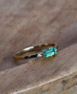 Emerald Baguette Cut 14k Solid Gold Ring, Rectangle Ring, Engagement Ring, Emerald Cut Ring, Gift for Her, Dainty Ring, Minimalist Ring - Image 4