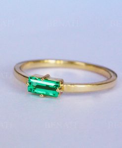 Emerald Baguette Cut 14k Solid Gold Ring, Rectangle Ring, Engagement Ring, Emerald Cut Ring, Gift for Her, Dainty Ring, Minimalist Ring - Image 5
