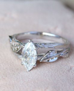 1 CT Marquise Engagement Ring, Bark Nature Inspired Engagement Ring, Twig Alternative Elvish Ring - Image 6