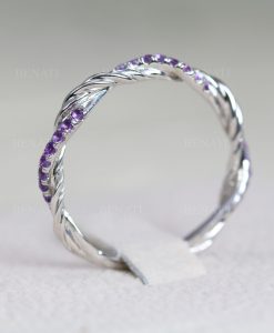 Amethyst Infinity Twist Rope Ring, Pave Infinity Wedding Band, Intertwined Stack Ring - Image 3